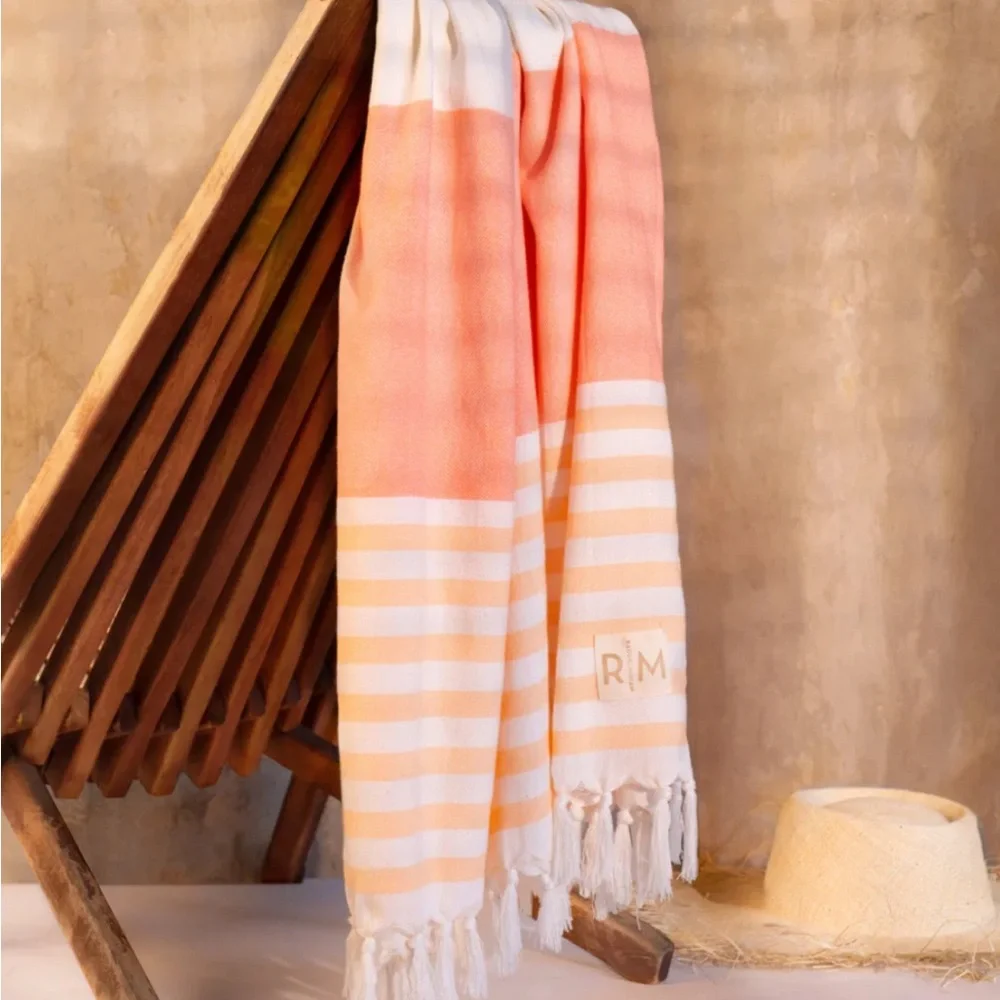Rachel Miriam Positano Towel summer peach striped new
